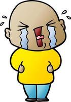 cartoon crying bald man vector