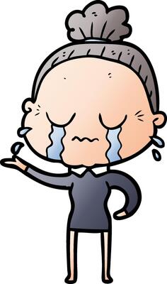 cartoon crying old lady