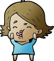 cartoon girl pulling face vector