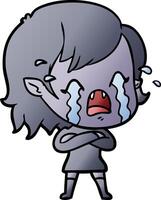 cartoon crying vampire girl vector