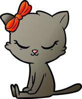 cute cartoon cat with bow vector