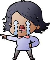 cartoon woman crying vector