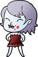 cartoon vampire girl with blood on cheek vector