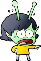 cartoon shocked alien girl vector