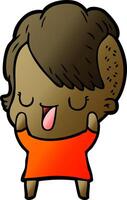 cute cartoon girl with hipster haircut vector