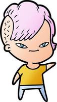 cute cartoon girl with hipster haircut vector