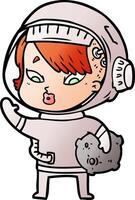 cartoon astronaut woman vector