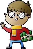 cartoon boy wearing spectacles vector