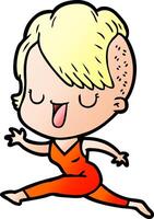 cute cartoon girl with hipster haircut vector