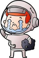 astronauta llorando de dibujos animados vector