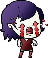 cartoon crying vampire girl vector