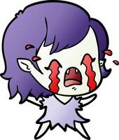 cartoon crying vampire girl vector