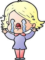 cartoon woman crying vector