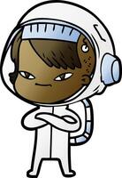 cartoon astronaut woman vector