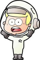 astronauta sorprendido de dibujos animados vector