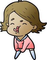 cartoon girl pulling face vector