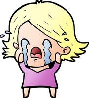 cartoon woman crying vector