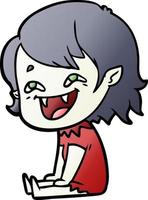 cartoon laughing vampire girl vector