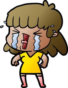 cartoon woman in tears vector