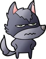 cartoon annoyed wolf vector