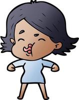 cartoon girl pulling face vector