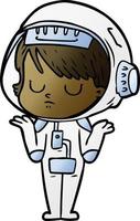 caricatura, astronauta, mujer vector