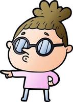 cartoon woman wearing glasses vector