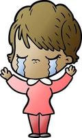 cartoon woman crying vector