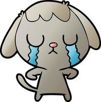 cute cartoon dog crying vector