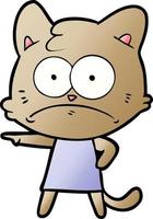 cartoon nervous cat vector