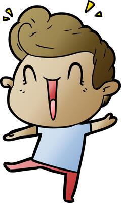cartoon excited man