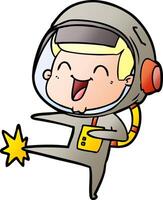 astronauta de dibujos animados feliz vector