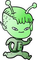 cute cartoon alien girl vector