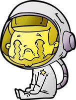 cartoon crying astronaut vector