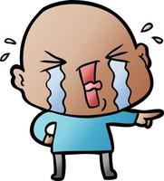 cartoon crying bald man vector