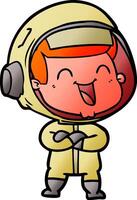 astronauta de dibujos animados feliz vector