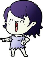 cute cartoon happy vampire girl vector