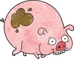 cartoon muddy pig vector