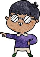 cartoon boy wearing spectacles vector