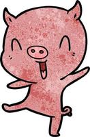 cartoon pig dancing vector