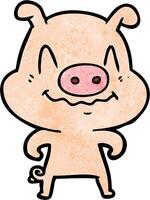 nervous cartoon pig vector