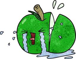 cartoon apple crying vector