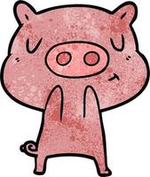 cartoon content pig vector