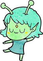 cartoon alien girl vector