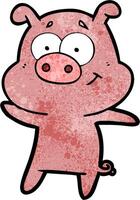 happy cartoon pig vector