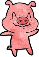 nervous cartoon pig vector