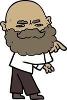 cartoon man with beard frowning and pointing vector