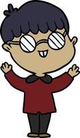 cartoon boy wearing spectacles vector