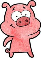 happy cartoon pig vector