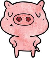 cartoon content pig vector